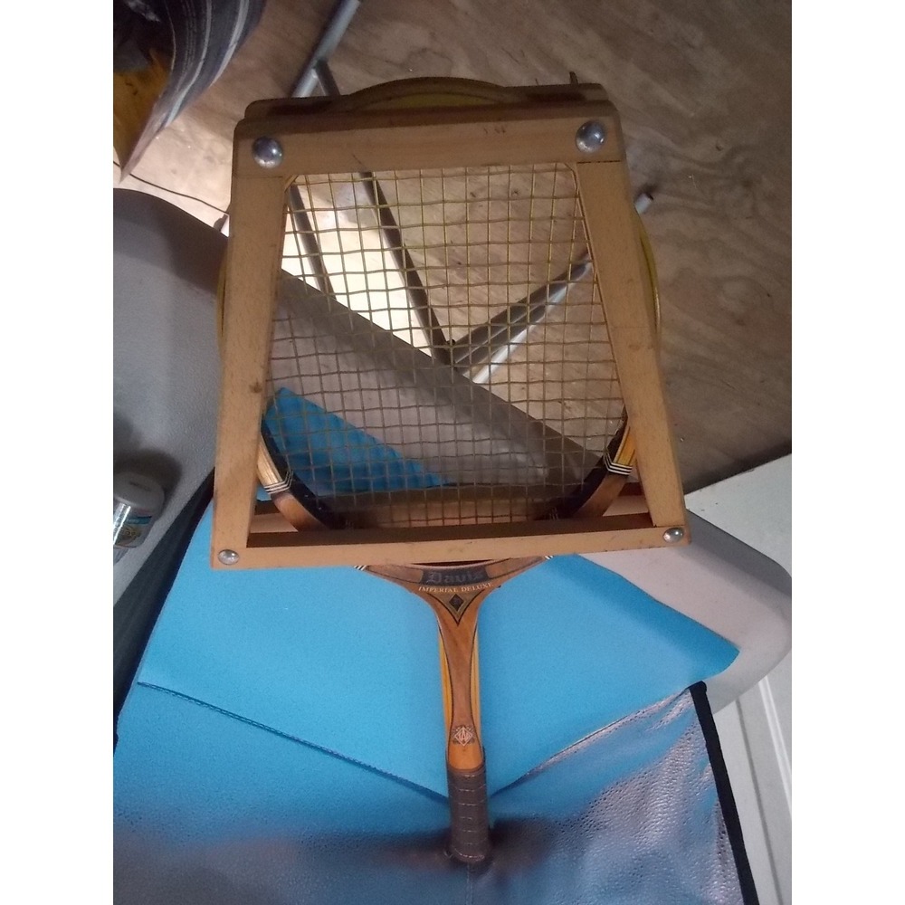 Vintage Davis Imperial Deluxe Wood Tennis Racquet with Don Budge Wooden Press
